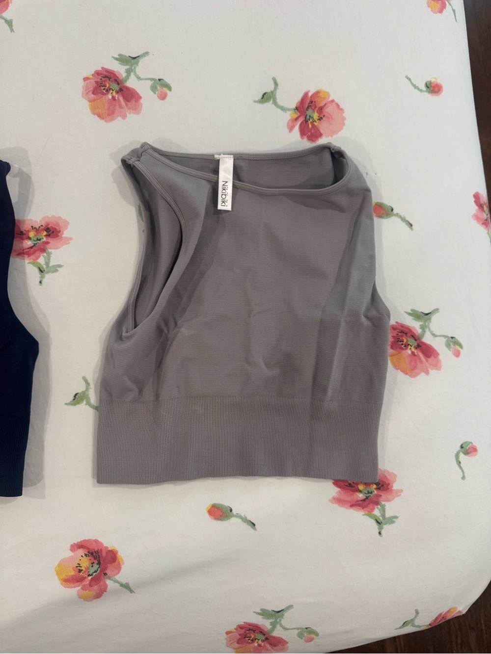 Nikibiki Gray Ribbed Crewneck Crop Tank